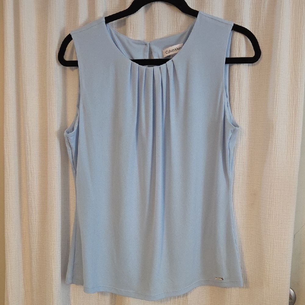Calvin Klein Women's Soft Blue Sleeveless Blouse